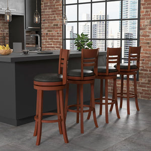 Set of 2 swivel bar stools with PU padded seat - Brown