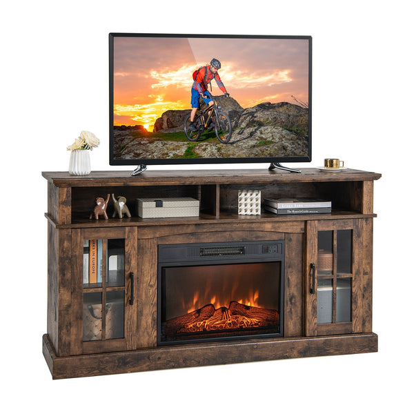 Meuble TV avec cheminée électrique 1400 W - Noir