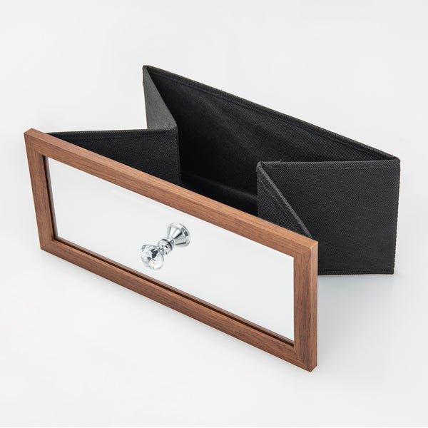 Armoire à bijoux verrouillable pivotante à 360° avec miroir pleine longueur et lumières LED - Noyer