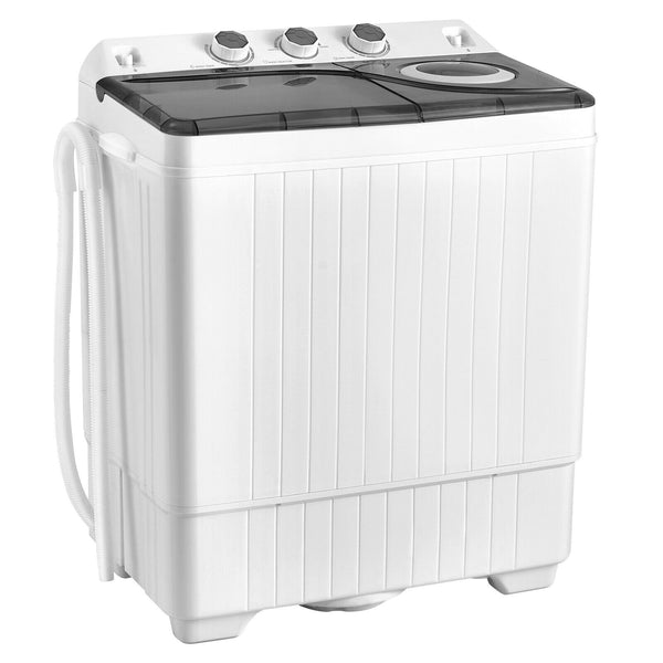 Machine à laver semi-automatique portable à double cuve de 26 lb avec pompe de vidange - Bleu