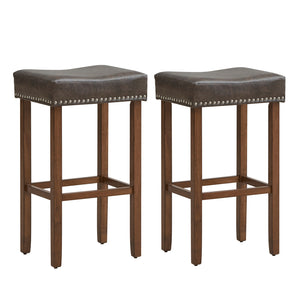 Lot de 2 tabourets de bar rembourrés avec repose-pieds pour comptoir - Gris