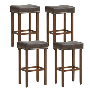 Lot de 2 tabourets de bar rembourrés avec repose-pieds pour comptoir - Gris