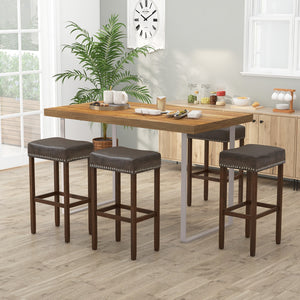 Lot de 2 tabourets de bar rembourrés avec repose-pieds pour comptoir - Gris