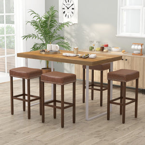 Lot de 2 tabourets de bar rembourrés avec repose-pieds pour comptoir - Marron