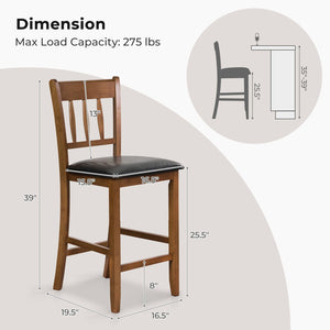 Ensemble de 2 chaises de bar de 25 5 pouces de hauteur avec dossier et siège rembourré