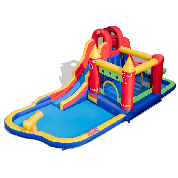 Château gonflable 9 en 1 avec toboggan aquatique et pataugeoire sans souffleur