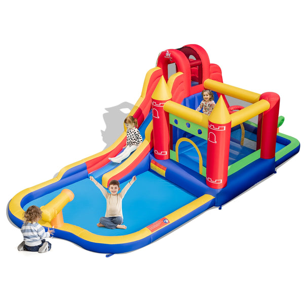 Château gonflable 9 en 1 avec toboggan aquatique et pataugeoire sans souffleur