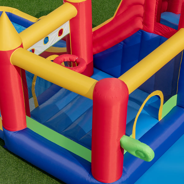 Château gonflable 9 en 1 avec toboggan aquatique et pataugeoire sans souffleur