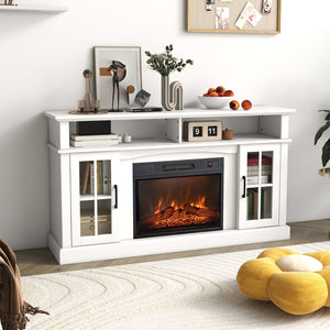 Meuble TV avec cheminée électrique 1400 W - Noir