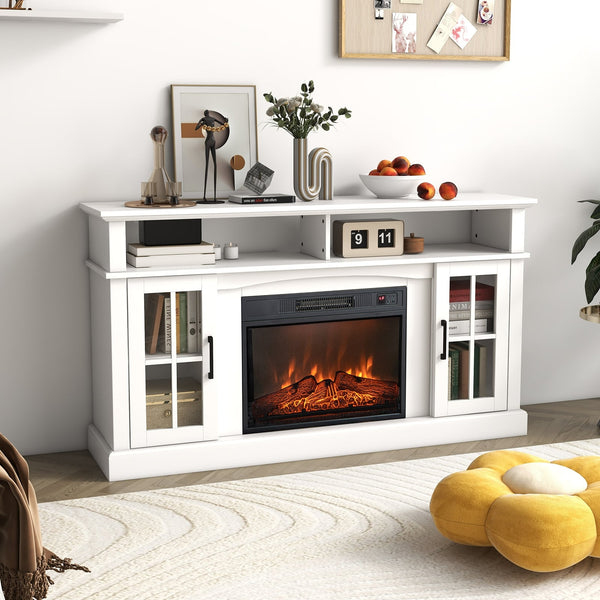 Meuble TV avec cheminée électrique 1400 W - Noir