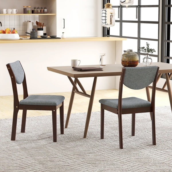 Set of 2 wooden kitchen chairs with padded faux leather seats - Grey