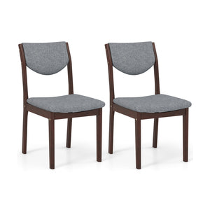 Set of 2 wooden kitchen chairs with padded faux leather seats - Grey
