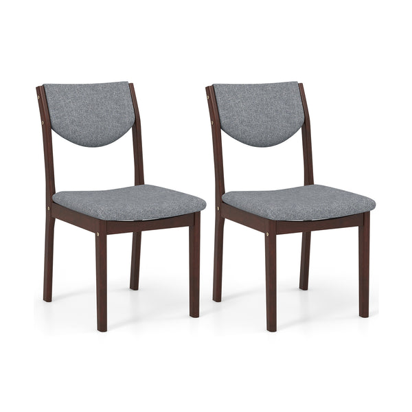 Set of 2 wooden kitchen chairs with padded faux leather seats - Grey
