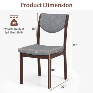 Set of 2 wooden kitchen chairs with padded faux leather seats - Grey