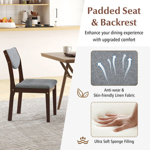 Set of 2 wooden kitchen chairs with padded faux leather seats - Grey