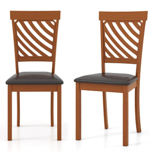 Set of 2 dining chairs with rubberwood legs and ergonomic backrest, walnut
