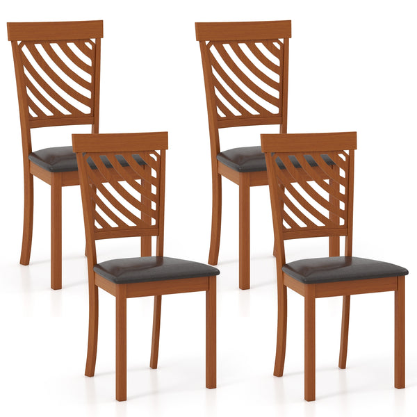 Set of 2 dining chairs with rubberwood legs and ergonomic backrest, walnut