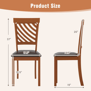 Set of 2 dining chairs with rubberwood legs and ergonomic backrest, walnut