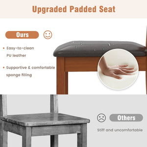 Set of 2 dining chairs with rubberwood legs and ergonomic backrest, walnut