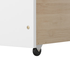 Bed with 2 storage drawers and roof and fence rails - White