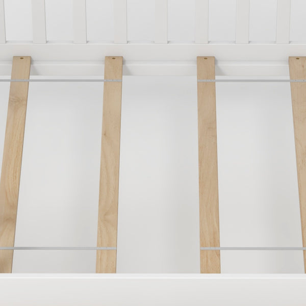 Bed with 2 storage drawers and roof and fence rails - White