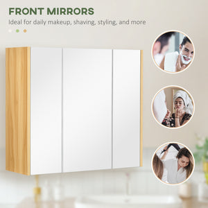 Armoire à pharmacie murale avec miroir, 3 portes et étagères