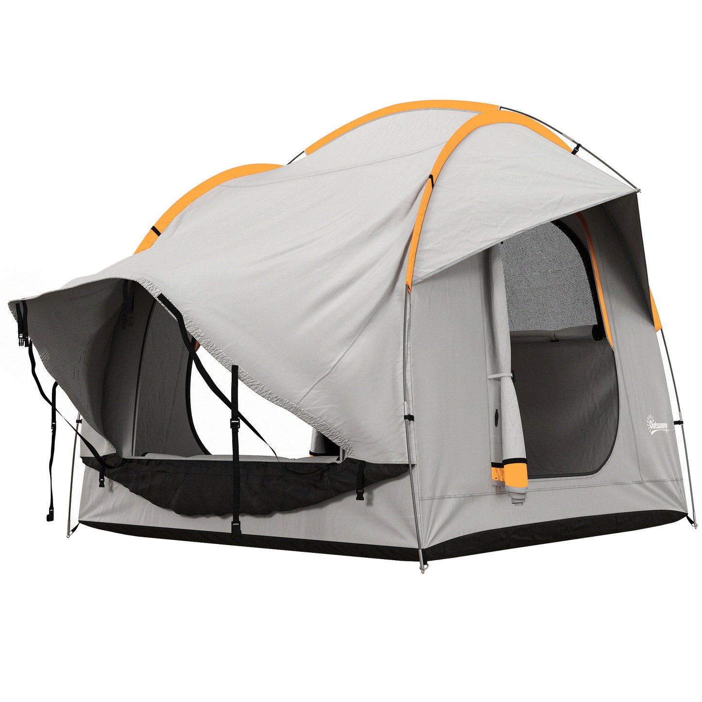 2000mm Waterproof SUV Tent, Car Tent with 3 Doors and Mesh Window, for 5-6 Person Campervan, Blue and Orange