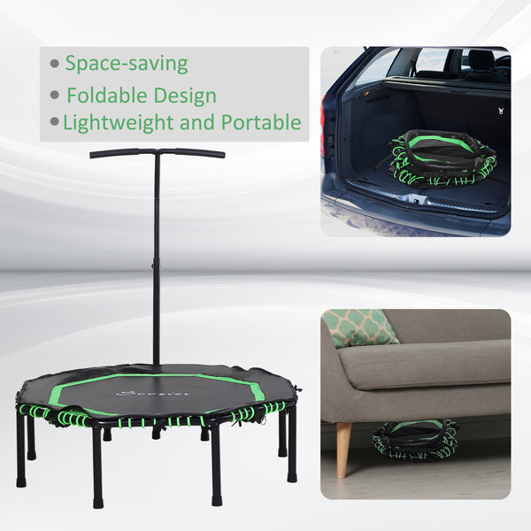 Mini trampoline 48 pouces, pliable, avec barre de maintien réglable, vert