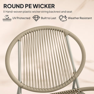 Ensemble bistrot en rotin, ensemble de 3 meubles de jardin, gris clair