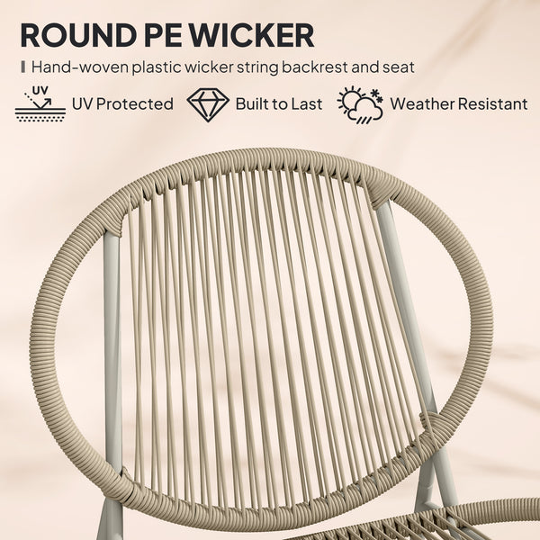 Ensemble bistrot en rotin, ensemble de 3 meubles de jardin, gris clair