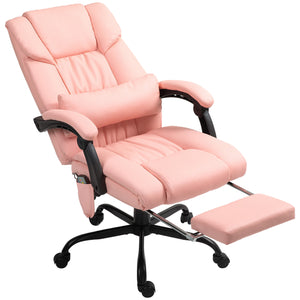 Fauteuil de massage vibrant à 6 points avec repose-pieds rétractable, rose
