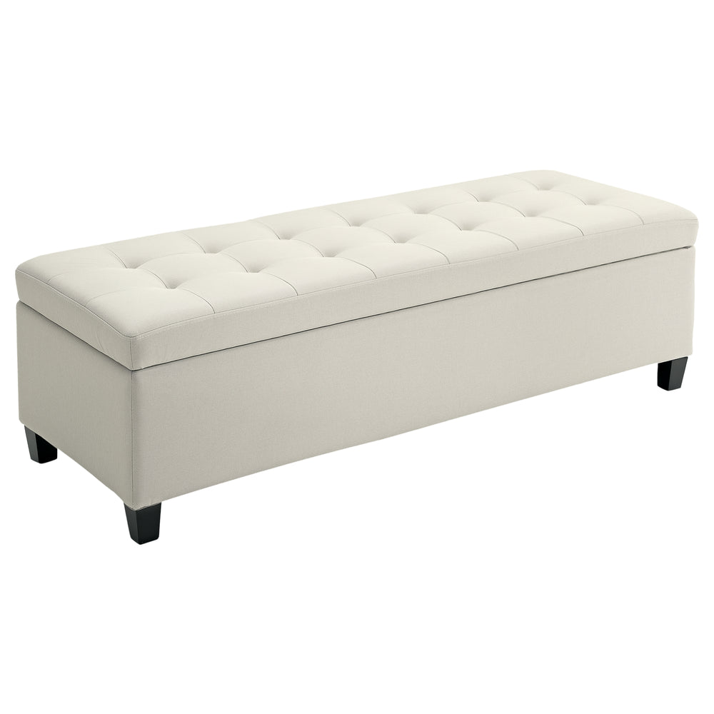 Banc d'entrée rectangulaire capitonné, beige