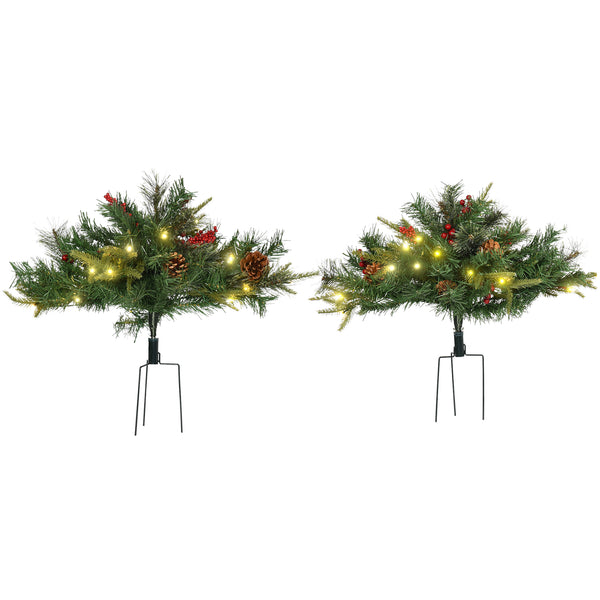 Petit sapin de Noël artificiel illuminé de 1,5 pi avec cocottes et baies rouges – Intérieur et extérieur