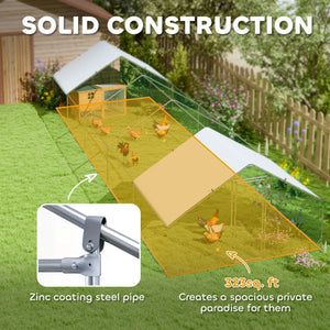 Metal chicken coop with waterproof and UV-resistant cover