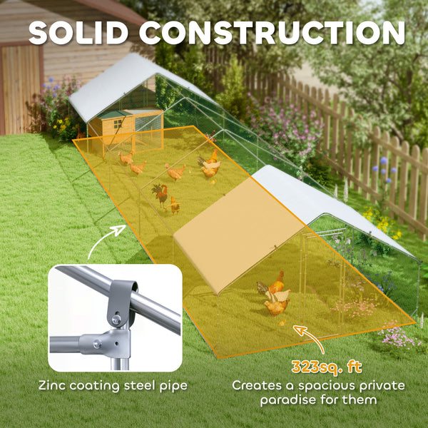Metal chicken coop with waterproof and UV-resistant cover