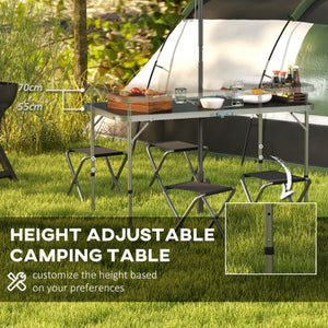 Table de pique-nique pliante avec chaises de camping, Noir.