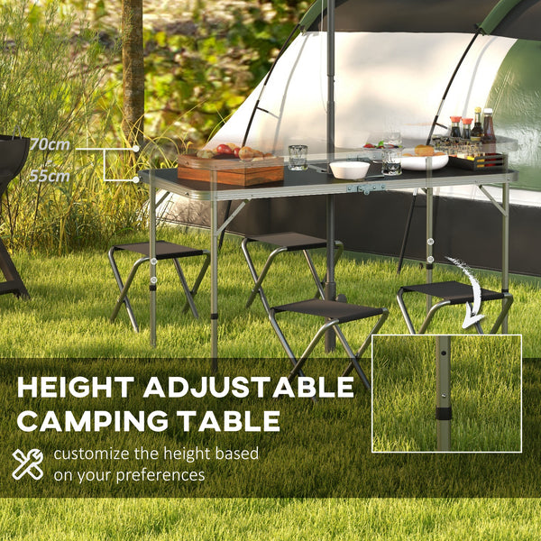Table de pique-nique pliante avec chaises de camping, Noir.