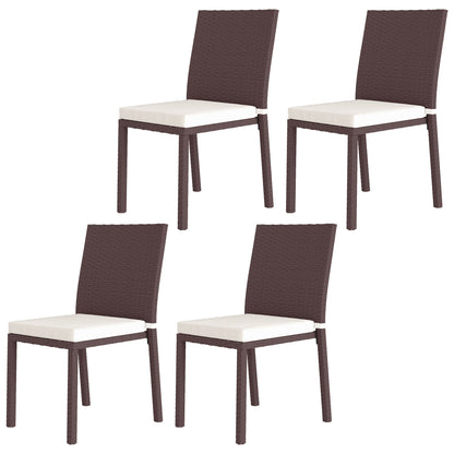 Ensemble de 4 chaises de salle à manger en osier, beige