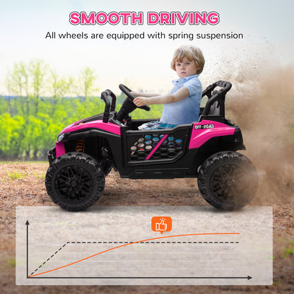 12V Kids Car, Remote Control Truck, Spring Suspension, LED Headlights, 3 Speeds, Pink