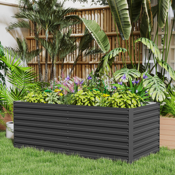 Jardinière surélevée en acier galvanisé, pour la culture de fleurs, d'herbes aromatiques et de légumes, gris foncé