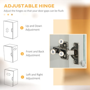 Meuble de rangement autoportant avec 2 étagères réglables, 2 tiroirs, comptoir ouvert et portes vitrées, blanc