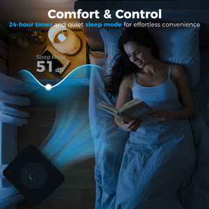 8,000 BTU Mobile Air Conditioner 345 Sq. Ft., Dehumidifier Fan Auto Sleep with 24H On/Off Timer, Window Kit, Black