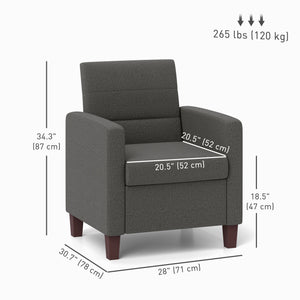 Fauteuil en tissu avec coussin d'assise et patins antidérapants, gris foncé