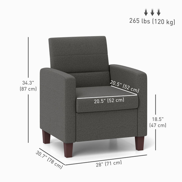 Fauteuil en tissu avec coussin d'assise et patins antidérapants, gris foncé
