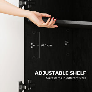 Buffet moderne avec étagères réglables et 3 portes, noir