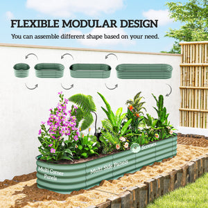 Kit de jardinière surélevée galvanisée avec bordure de sécurité, verte