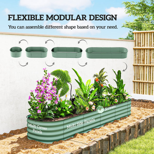 Kit de jardinière surélevée galvanisée avec bordure de sécurité, verte