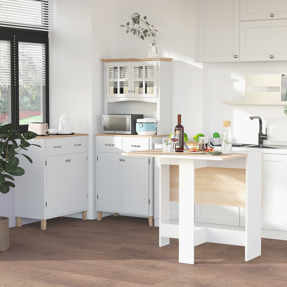 Folding wooden dining table, white/oak