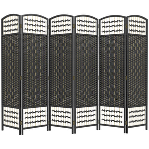 Cloison de séparation pliable à 6 panneaux en fibre ondulée, noir