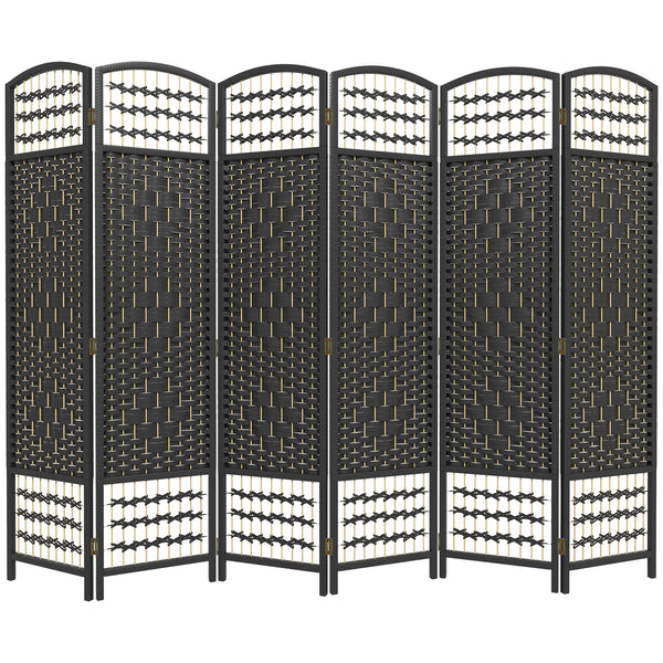 Cloison de séparation pliable à 6 panneaux en fibre ondulée, noir
